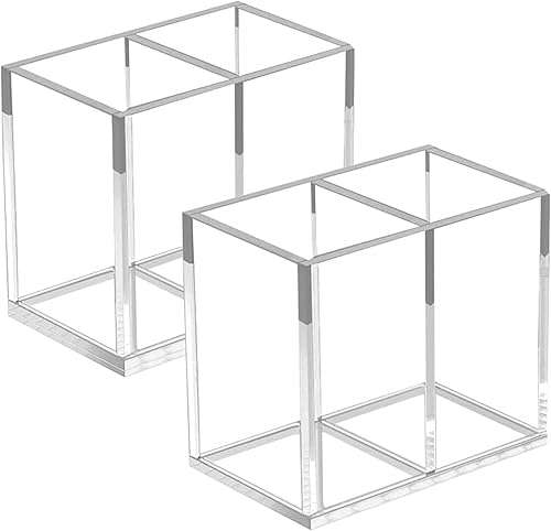 2pcs sostenedor del cepillo del maquillaje, organizador claro acrílico para los cosméticos, sostenedor de la taza del lápiz de la pluma para el