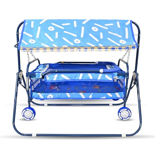 Image of AVANI METROBUZZ Baby Folding Cradle Swings Jhula Palna Comfortable Sleep with Mosquito Net for 0-15 Months Infant & Toddlers Newborn Babies