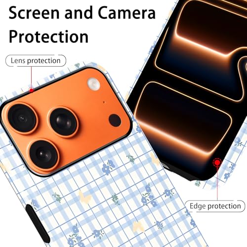 Coque iPhone 17 Pro Max fleurs bleues rigide PC antichoc TPU