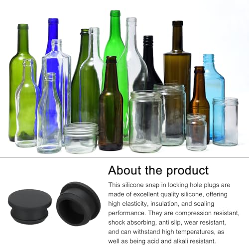 Image of Snap in Locking Hole Plugs Rubber Panel Seal Cover Drilled Silicone Caps, [for Kitchen Rubber, Waterproof Sealing Plugs] - 26mm /1in /Black /2Pcs