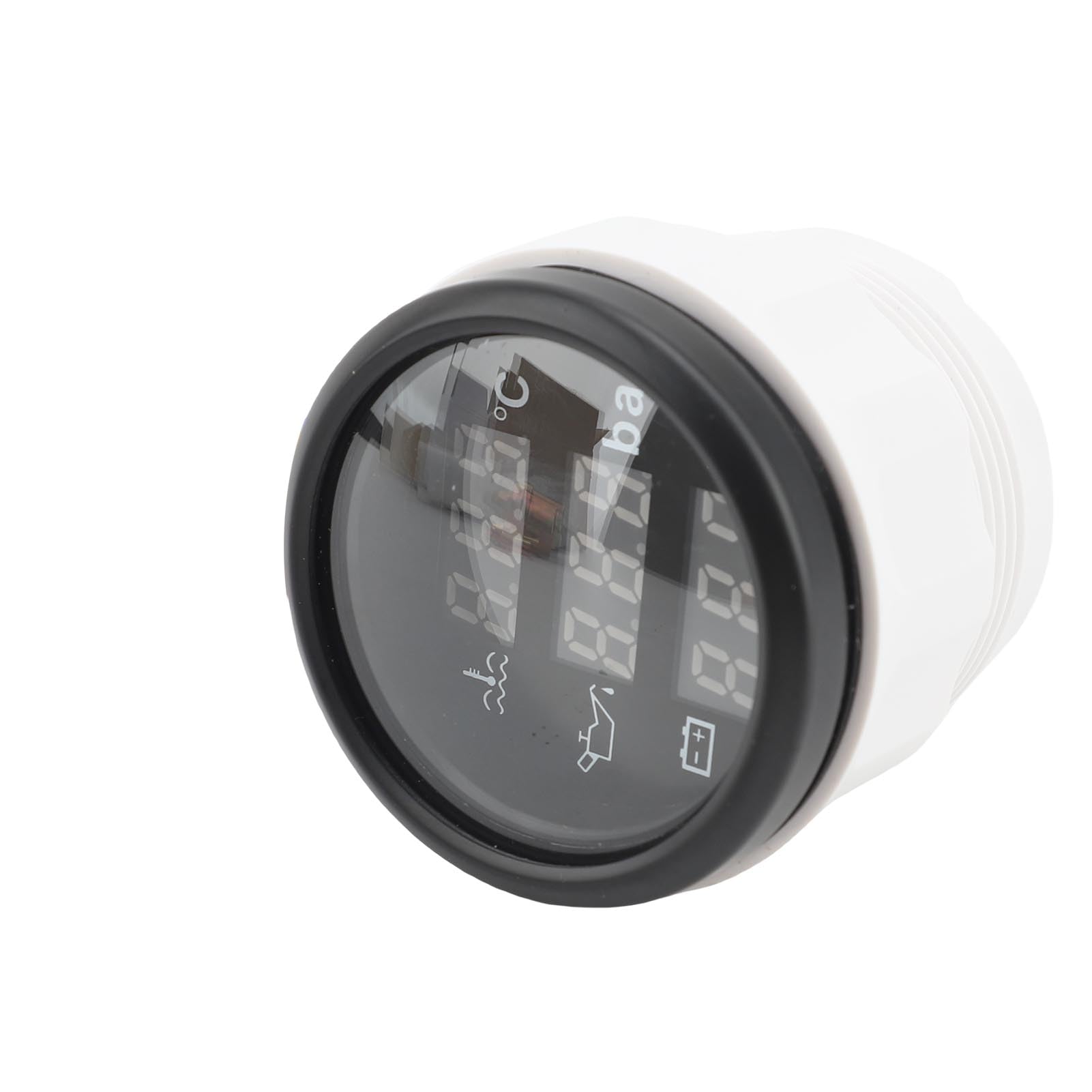 Voltímetro de Presión de Aceite y Temperatura del Agua para Barcos, 52mm | 3 en 1 Pantalla digital, IP67 Prueba de Agua, Multifunctional Juego de Calibre Triple para Vehículos Base Negra Marco Negro