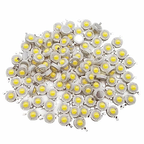 Vrabocry 50-pcs High Power Led Chip 3W Warmweiß (3000K-3500K mit Eingang 560mA-700mA Anschluss DC 3V-3.4V mit 3 Watt) Super helle Intensität SMD COB Licht Emitter Komponenten Diode 3 W Birne Lampe