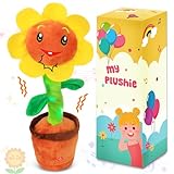 Easfan Singing Dancing Sunflower Talking Toy Electric Musical Plush Repeat What You Say Funny Speaking Interactive Toy Birthday for Kids, 14'