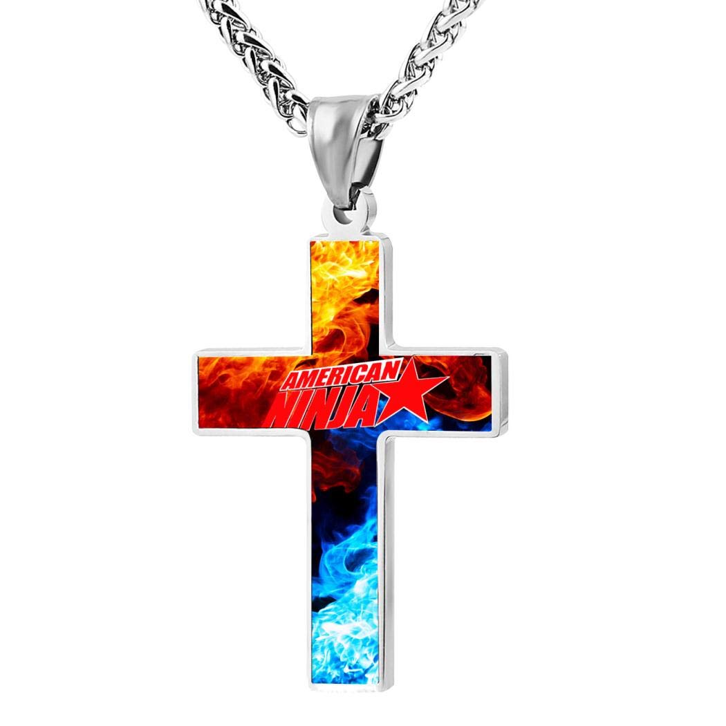 812 N-inja Warrior Enamel Jewelry Cross Pendant Necklace Amulet Ornament Choker