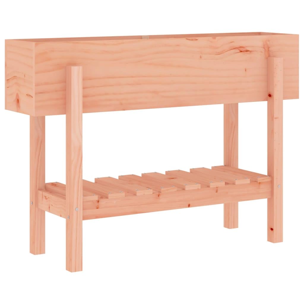 Jardinera de madera maciza, 101 x 30 x 69 cm, para jardín, balcón, terraza, bancal de hierbas, con estante para accesorios de jardín, huertos, madera sin tratar