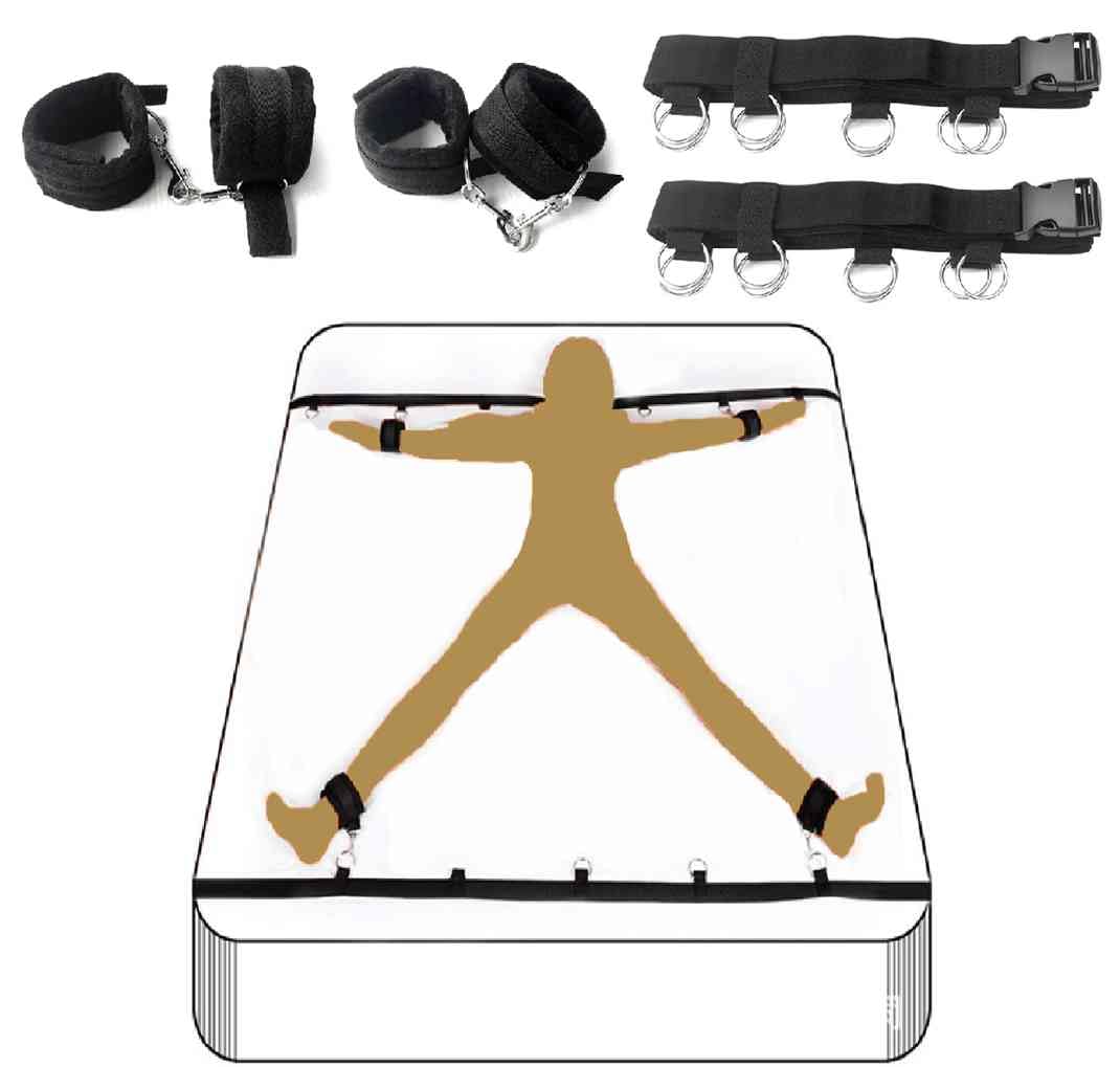 Bed Bondaged Tie Downs Restraints Kit for Under King Size Bed Queen Bed Straps Adult Play Ankles and Wrist Bar Sex Hand Cuff Bracelets for Women Adult Tools for Couples in Sexy Gift Sets Sweatshirt