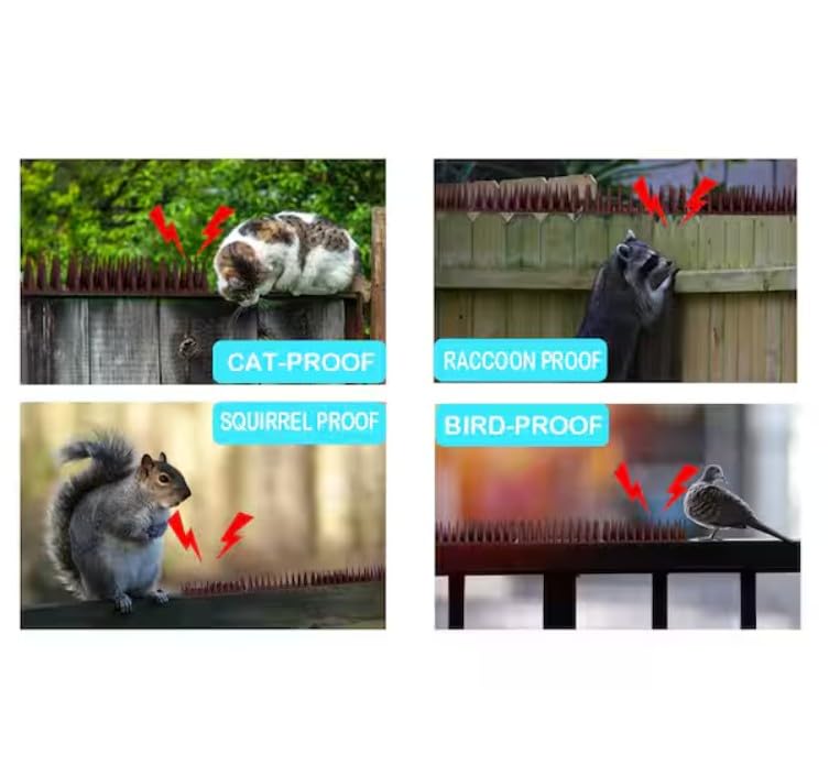 Image of Anti-Bird & Animal Spikes - Pack of 5 | Brown | Weatherproof Deterrent for Pigeons, Cats, Monkeys, Crows & More | Easy Install for Balcony, AC & Windows