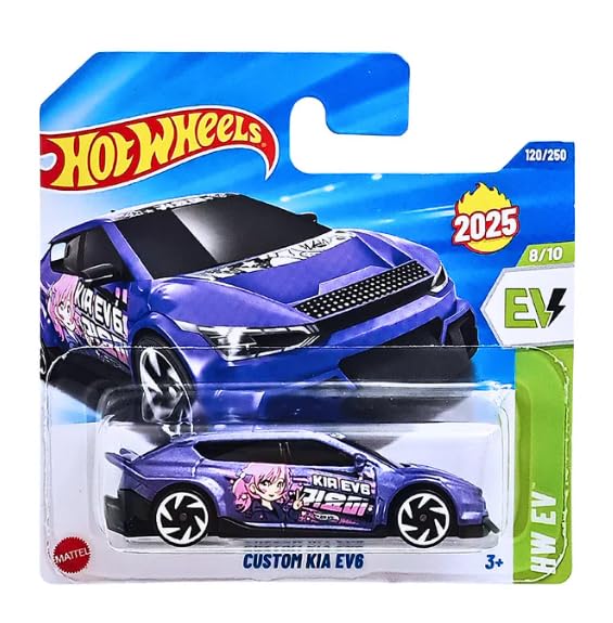 Image of Hot Wheels 1:64 Custom Kia EV6 HW EV Die-Cast Vehicle for 3 Years & Above 120 /250 (Purple)