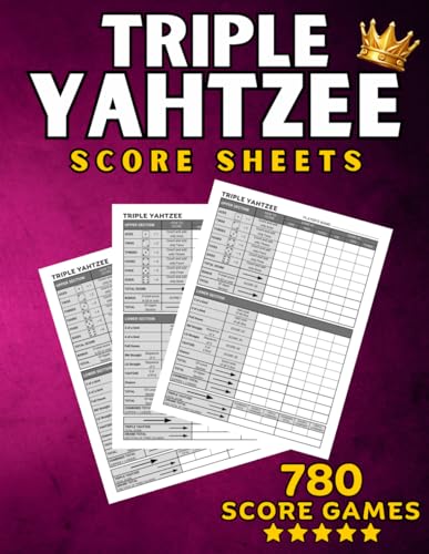 Triple Yahtzee Score Sheets: Triple Yahtzee Score Pads Large Print with 8.5 x 11 Inches for Scorekeeping, Triple Yahtzee Score Book with 130 Pages