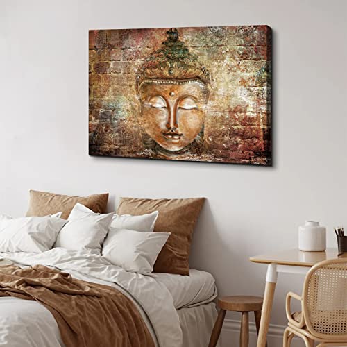 Buddha Canvas Wall Art Zen Home Decor Vintage Gold Buddha Paintings For Buddhist Living Room Bedroom Decorations 24X36” Abstract Buddha Statue Picture Spiritual Posters For Yoga Room Artwork #TOP4