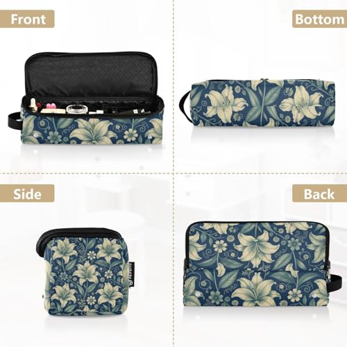 Funda de viaje 2 en 1 para rizador con tapete resistente al calor impermeable para planchas de pelo diseño floral Lily William Morris organizador de accesorios para el cabello miniatura 5