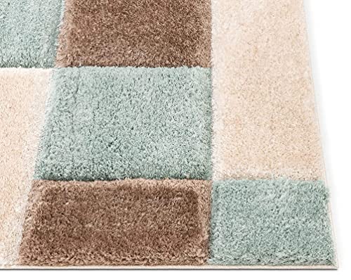 Image of Shaggy Carpet for Living Room Bedroom 2X6 FEET Fluffy Plush Area Rug, Thick Fur Floor Carpet Modern Cozy Rug for Home Decor, Kids Room Bedside Hall, Durable Comfortable Shaggy Rug (BeigeGreenIvory)
