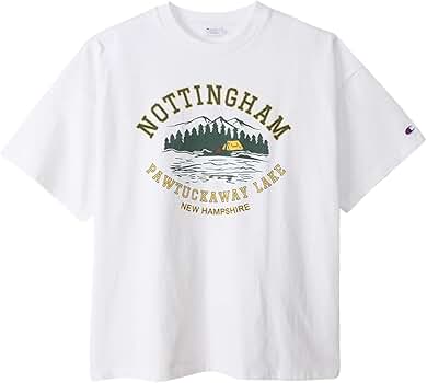 Amazon | [チャンピオン] Tシャツ 半袖 丸首 綿100% キャンプモチーフ
