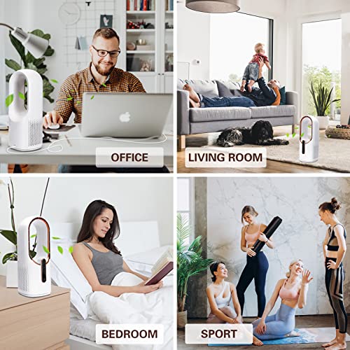 Inmorven Portable Desk Fan, 11.8Inch Battery Operated Bladeless Fan, Small Quiet Usb Fan With 3-Speeds, Touch Control, Table Fan For Bedroom Office(White) #TOP6