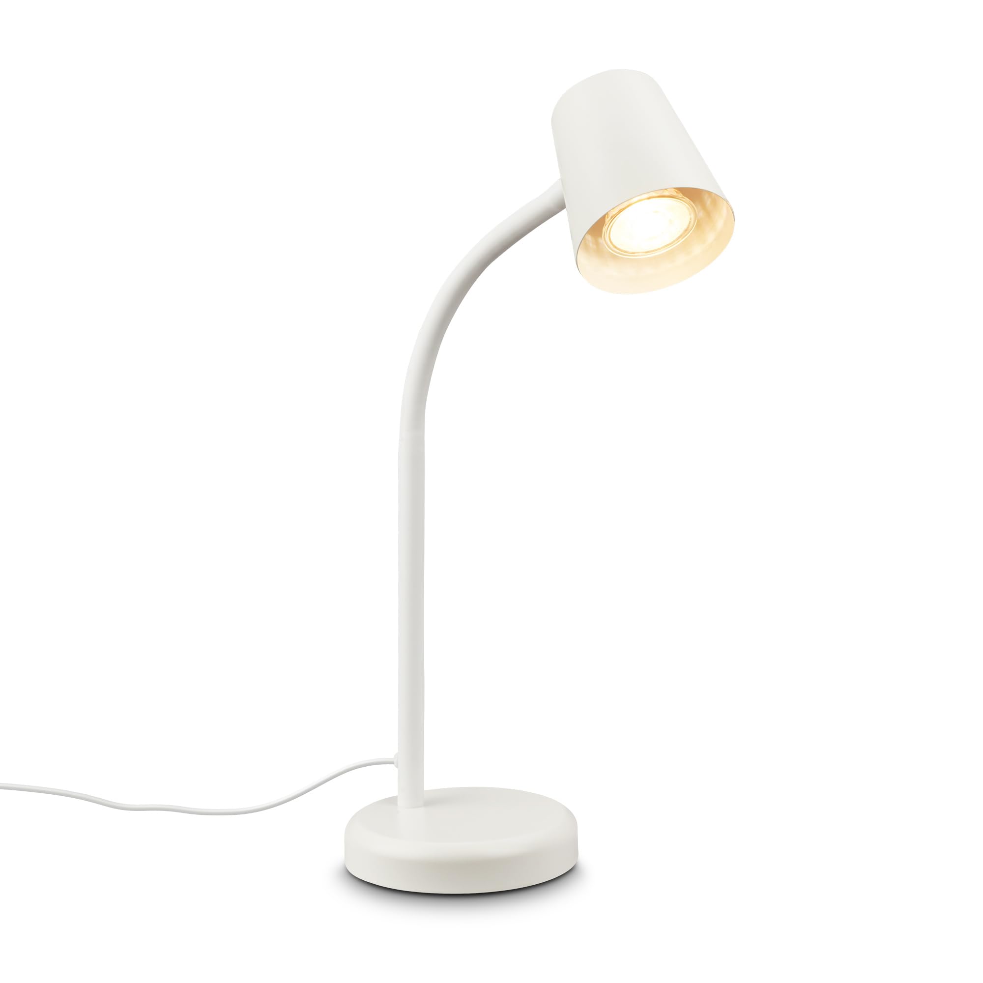 BRILONER - Lámpara Escritorio Orientable, Lamparas de Mesita de Noche, Lámpara de Mesa GU10 para Oficina, con Interruptor de Cable, Lampara Lectura, Lampara de Escritorio, Luz Escritorio, Blanco