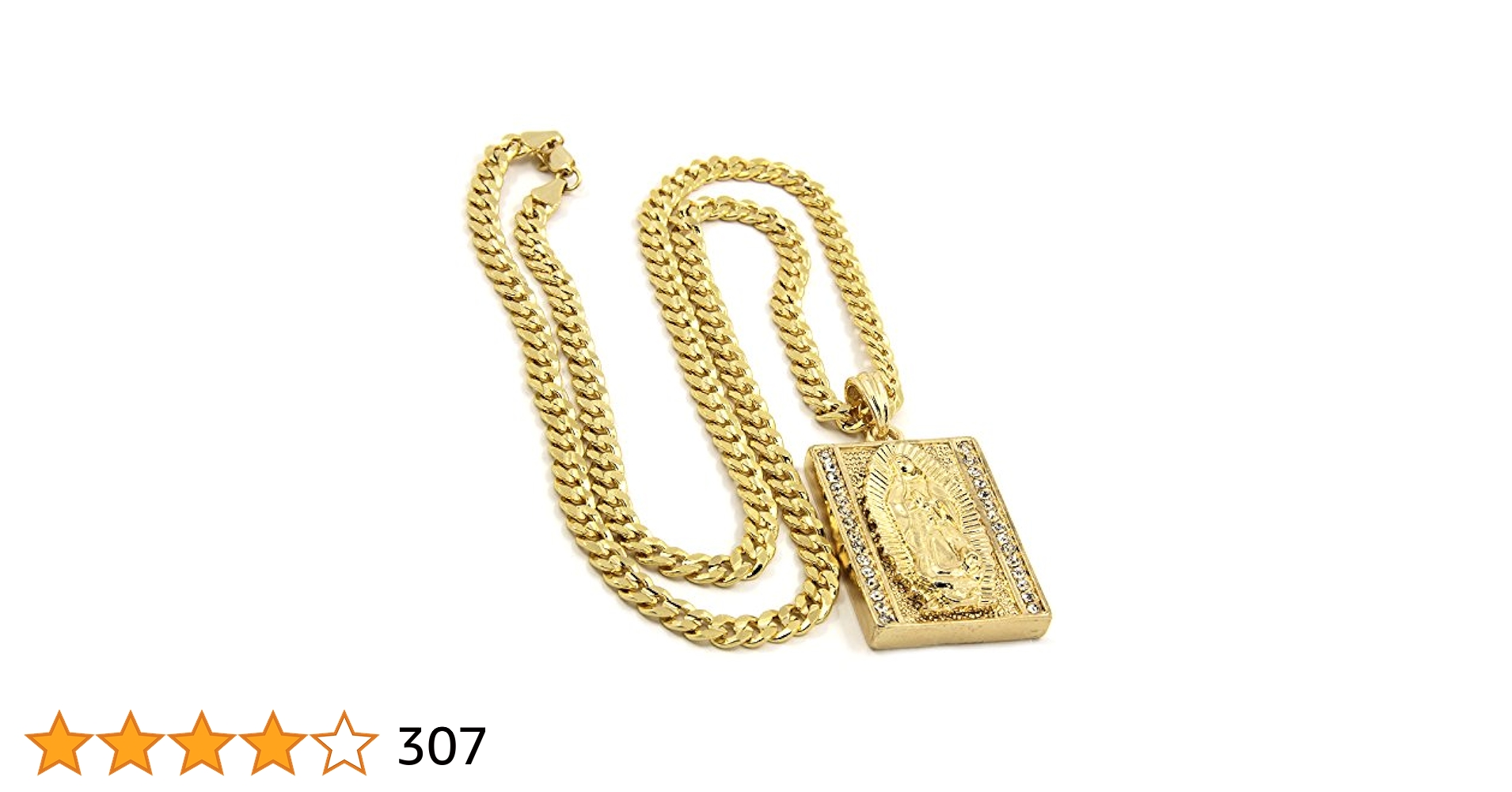 Jewel Town Mens Gold Plated Hip-Hop Iced Block Virgin Mary Jewel Town Mens Gold Plated Hip-Hop Iced Block Virgin Mary
