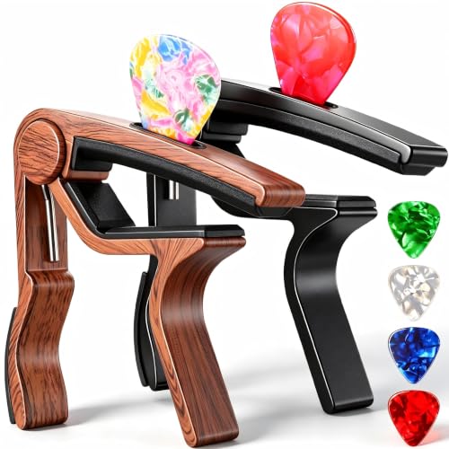 Capo Guitar Capo for Acoustic Electric Guitar Ukulele - 2 Pack Guitar Kapo Clip Clamp with Picks...