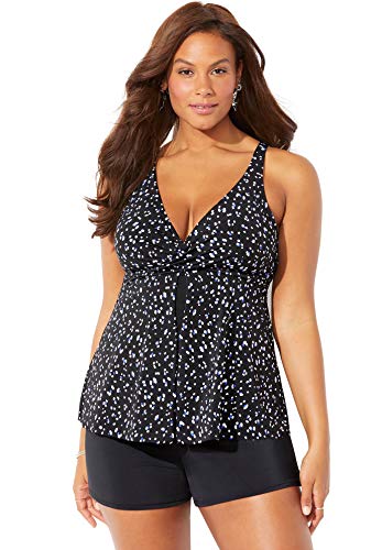 Swimsuits For All V-Neck Twist Tankini Set with Banded Short