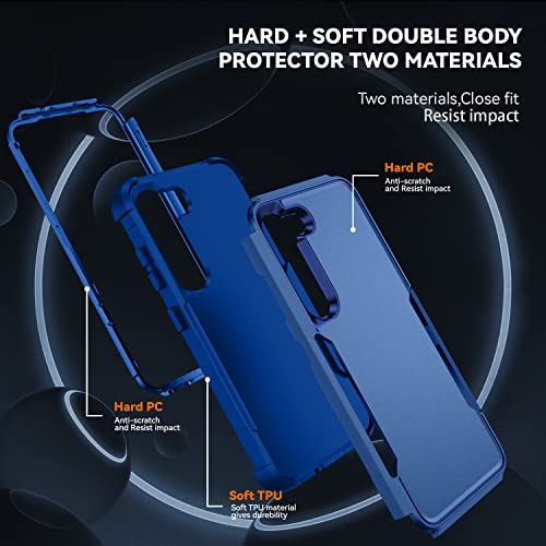 Image of Cubix Full Body Armor Cover for Samsung Galaxy S23 Plus Pouch Hard PC + Soft TPU 3-Layer Military Grade Back Case (Navy)