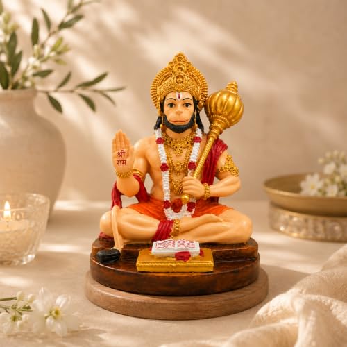 Image of UNOVATE Hanuman Idol for Car Dashboard, Home, Office Desk - Hanuman Murti for Pooja, Temple Showpiece, Decoration, Festivals and Gifting(with Double Sided Tape, Multi Color)