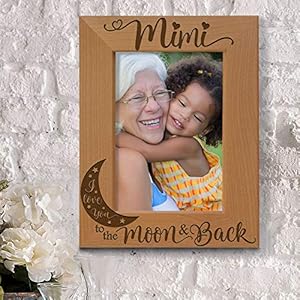 KATE POSH - Mimi I Love You to The Moon and Back Engraved Natural Wood Picture Frame, Grandparent's Day Gifts, Grandma Gifts, for Nana, (4x6-Vertical) KATE POSH Mimi I Love You to The Moon and Back Engraved Natural Wood Picture Frame Grandparents Day Gifts Grandma Gifts for Nana 4×6 Vertical