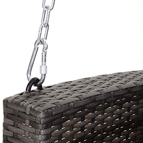 Outsunny 2 Person Wicker Hanging Swing Bench, Front Porch Swing Outdoor Chair With Cushions 550 Lbs. Weight Capacity For Backyard, Garden, Grey #TOP7