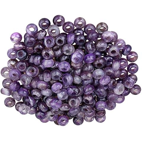 KYEYGWO Amethyst Large Hole Polished Stone Loose Beads for Jewelry Making, Rondelle Gemstone Beads for European Charm Bracelet, Pack of 20 Cover