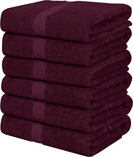 Utopia Towels 6 Pack Medium Bath Towel Set, 24 by 48 Inches, 500 GSM 100% Ring Spun Cotton, Lightweight and Highly Absorbent Quick Drying Premium Towels for Hotel, Spa and Bathroom, Burgundy