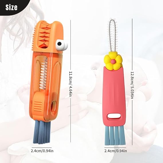 Moonboat 3 in 1 Cup Lid Cleaning Brush, 2024 New Portable Crevice Cleaning Brush Set for Baby Bottle Gap Tight Spaces Cup, Rotatable Cup Lid Cleaner Cup Mouth Scrubber, A-3 Pcs