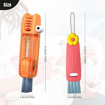 Moonboat 3 in 1 Cup Lid Cleaning Brush, 2024 New Portable Crevice Cleaning Brush Set for Baby Bottle Gap Tight Spaces Cup, Rotatable Cup Lid Cleaner Cup Mouth Scrubber, A-3 Pcs