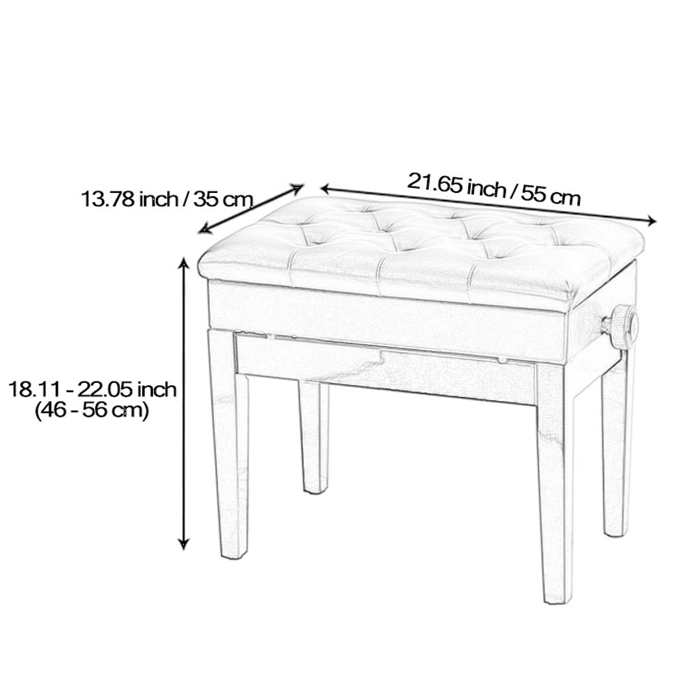 Panca per pianoforte regolabile in legno con cuscino imbottito e spartiti musicali sgabello per tastiera singola persona