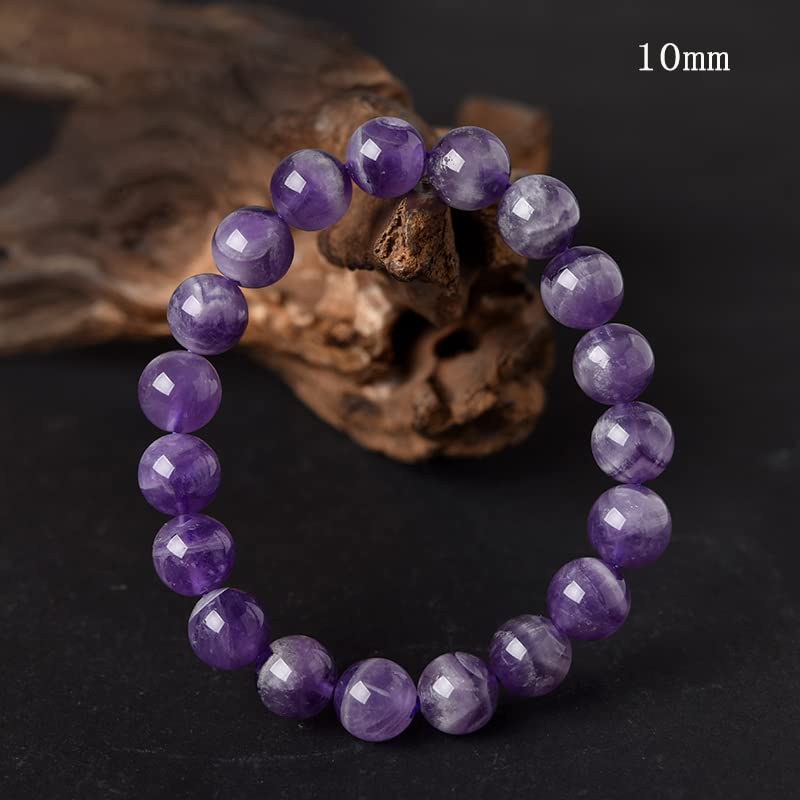 Miniatura 2 de Dczosily Natural Amethyst Bracelet for Men Women Handmade Stone Beaded Stretch Bracelets Crystal Jewelry Yoga Healing Purification Bracelet (10mm,