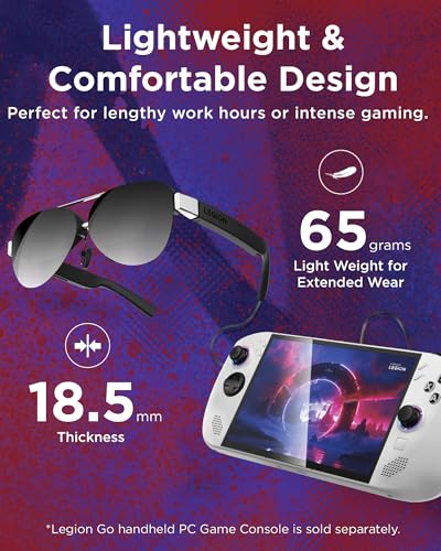 Image of Lenovo Legion Glasses Gen 2 - Micro-OLED Personal Wearable Monitor for Gaming & Movies, FHD 120Hz Plug-and-Play Display Legion Go & USB-C Devices, High-Fidelity Audio & Privacy
