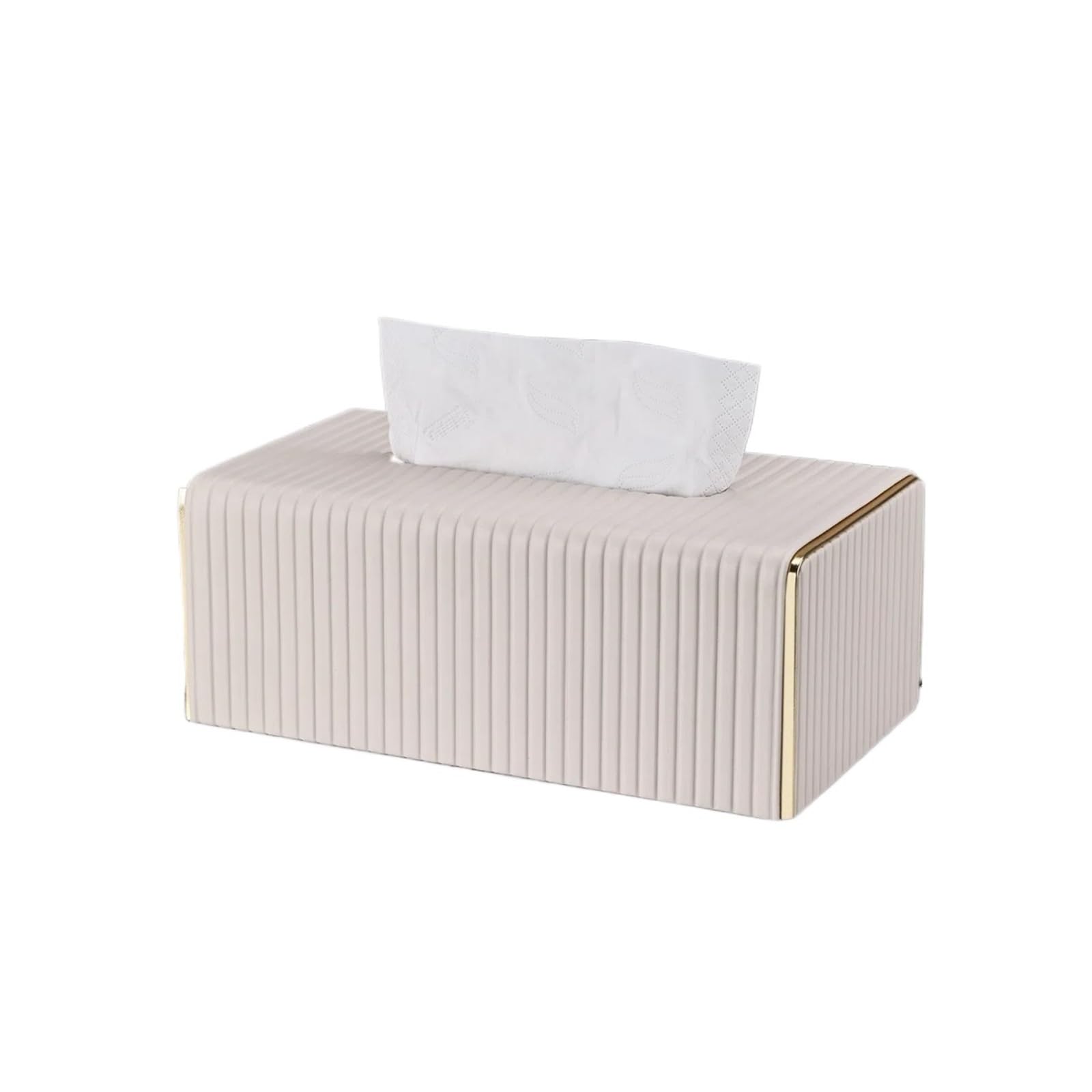 Tissue Case Light Luxury Leather Tissue Box Living Room Coffee Table Creative Rectangular Napkin Facial Dispenser Tissue Dispenser(White)
