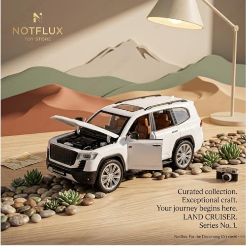 Image of 1:24 Land Cruiser Diecast Car - Premium Metal Alloy Zinc Toy Car with Detailed Interior, Pull Back Action for Kids & Collectors [Multicolor] [Pack of 1]
