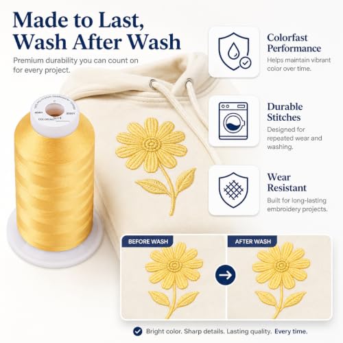 Image of Simthread 5500Yds /5000M 40WT Polyester Embroidery Thread Butternut S024 | High-yardage 5000M spool offers smooth feeding and stable 40WT polyester thread for home and commercial embroidery machines.