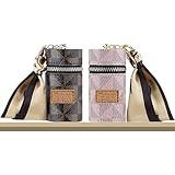 Bnwuam 2 Pack Lipstick Case Keychain – Portable Mini Lip Balm Holder Pouch with Key Ring, Small Lipstick Bag Keychain for Purse, Girls, Women – Pink & Brown