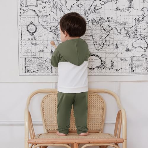 Liomengzi Infant Baby Boys Pants Outfits Set Long Sleeve Hooded Striped Sweatshirts Pants Clothes Set Fall Winter Pants Sweatsuit thumb #3
