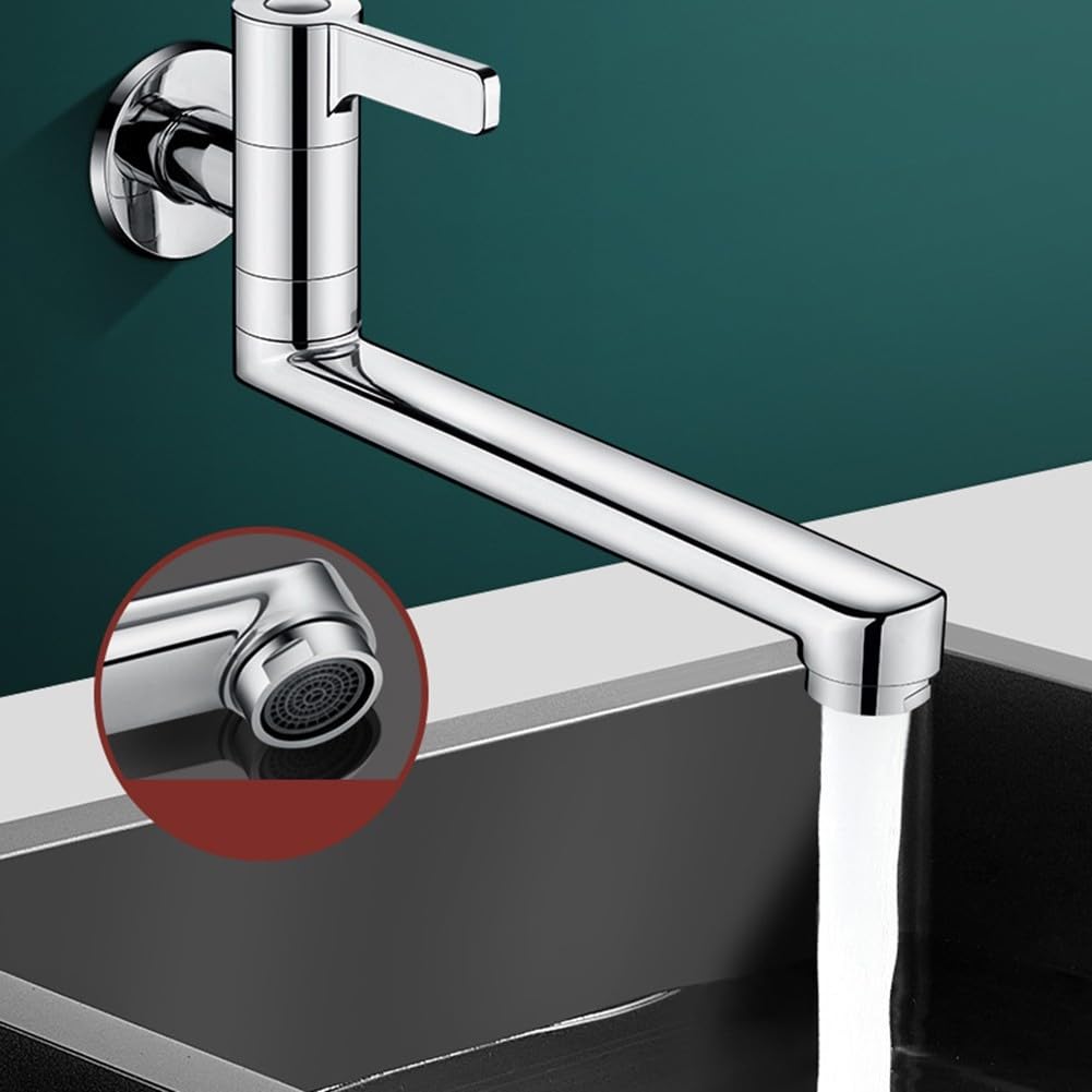 Rubinetto singolo girevole per acqua fredda, montaggio a parete, rubinetto da cucina 20 cm/25 cm, beccuccio esteso, in acciaio inox 304, per lavello, piscina, risparmio di spazio (25 cm)