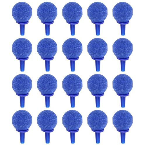 OTOTEC 20Pcs Round Aquarium Air Stones 4mm Fish Tank Round Air Bubble Stones for Pond Aquarium Pond Air Pumps 20x4mm Blue Air Stone