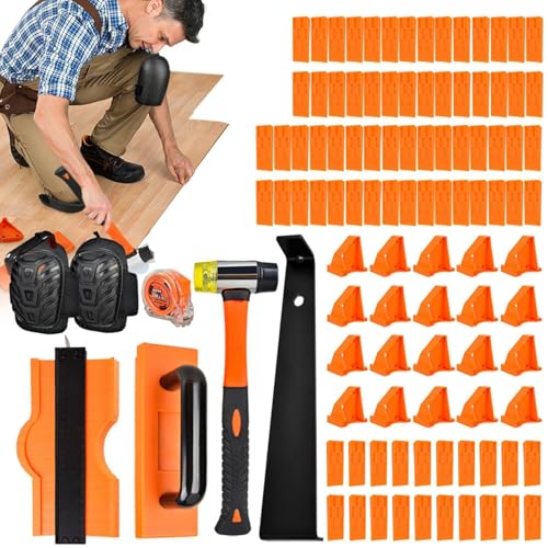 Kit d'installation de sol stratifié 107 pièces avec outils pour parquet en bois dur