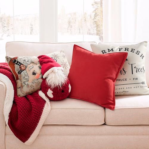 ZWJD Christmas Red Pillow Covers 20x20 Set of 2 Chenille Throw Red Cushion Covers with Elegant Design Soft and Luxurious Decorative Pillows for Couch, Bed, and Christmas Decor