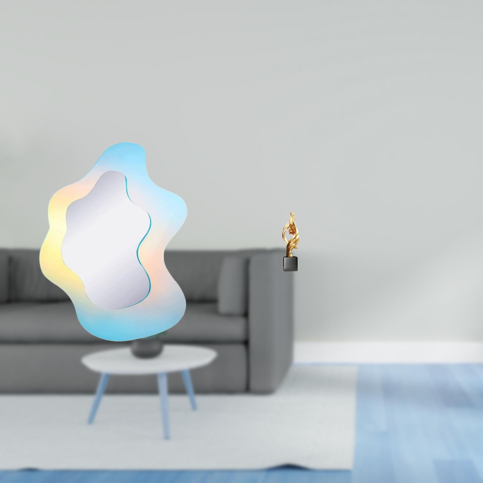 Enakshi® Wavy Acrylic Mirror Abstract Art Statue Modern Decorative Mirror Resin Art Figurine for Bathroom Wall House Office Coffee Table Decor|Home & Garden | Home Decor | Mirrors-image-7