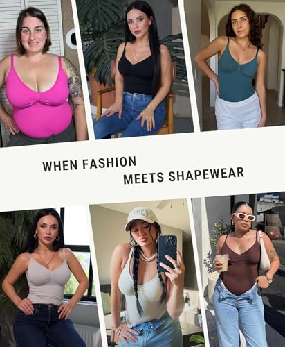 Image of FeelinGirl Womens Tank Top Shapewear Tummy Control Tops Slimming Cami Tank Seamless Compression V Neck Camisole