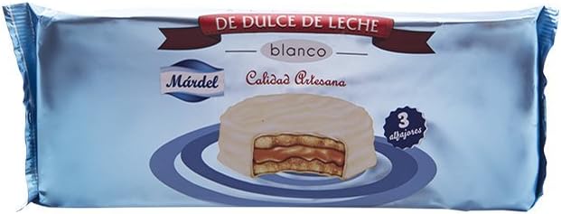 3 x Mardel White Chocolate Alfajores (dulce de leche cookie sandwiches)