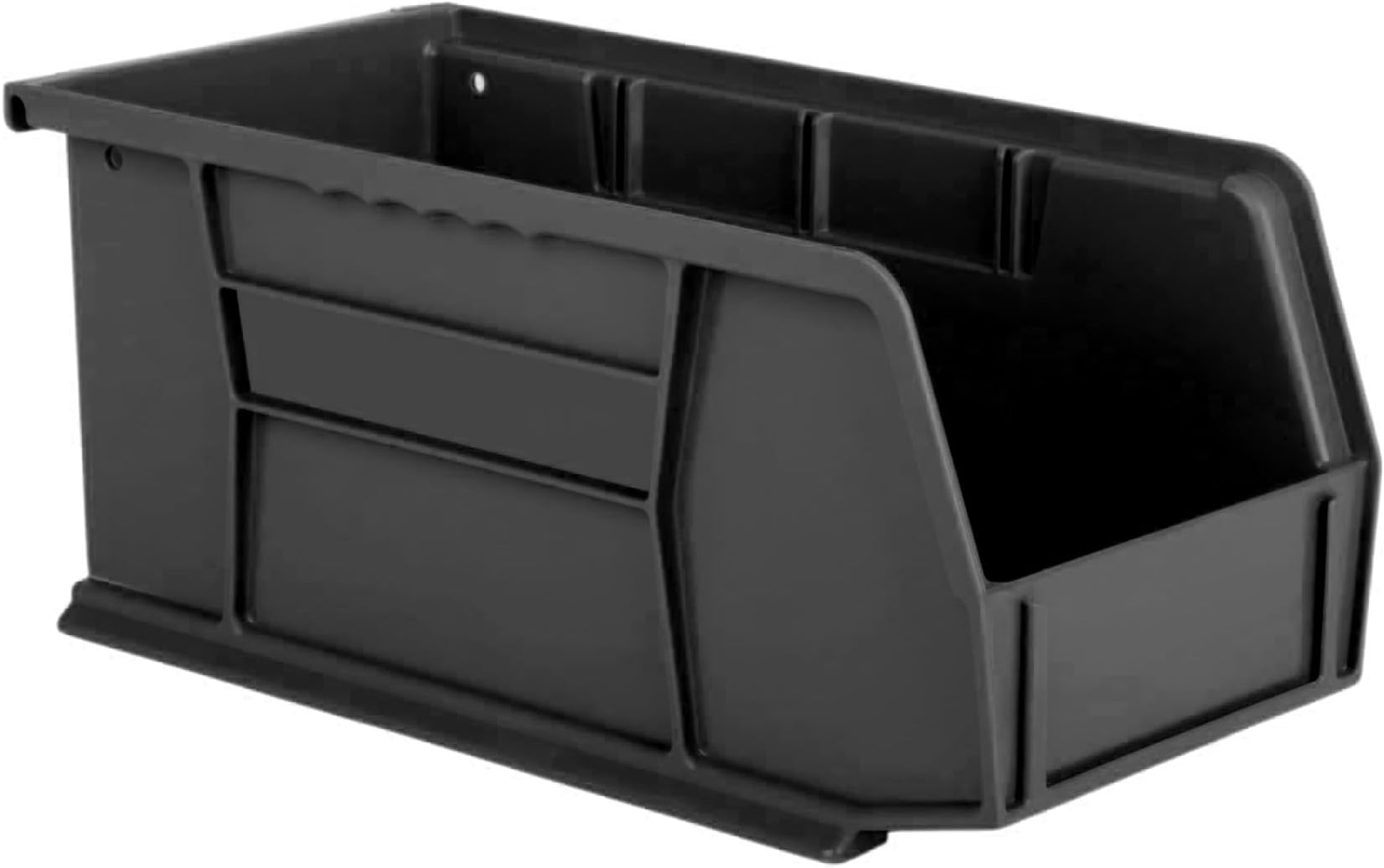 Hudson Exchange 11" x 5-1/2" x 5" Plastic Stackable Storage Bin and Hanging Container (Black, 1 Pack)
