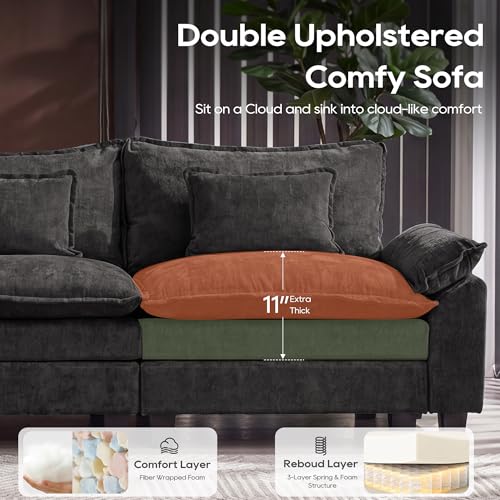 Image of URRED Oversized Modular Sectional Sofa,Black:157 inch U Shaped