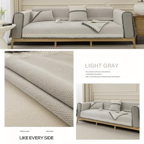 Funda de sofá seccional de chenilla gris 110x110 cm lavable 3