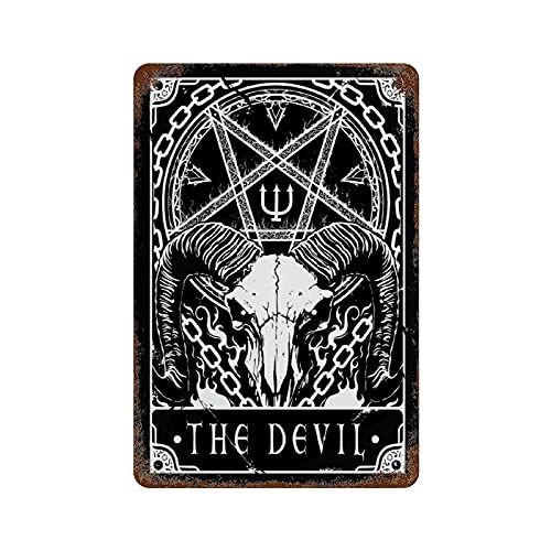 Larkverk Tarot Card The Devil Sheep Retro Tin Sign Vintage Man Cave Hazard House Metal Sign for Home Bar Office Wall Decor Shop Mural Living Room Sign 12 x 8 in Larkverk Tarot Card The Devil Sheep Retro Tin Sign Vintage Man Cave Hazard House Metal Sign for Home Bar Office Wall Decor Shop Mural Living Room Sign 12 x 8 in