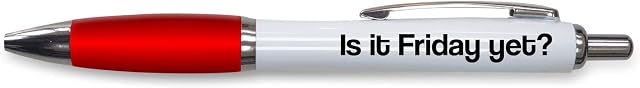 Tongue in Peach Funny Novelty Push Pen Gift | Ballpoint Pens Work Colleague Leaving Work Present | Is It Friday Yet | Funny Joke Stationary | RED PP15